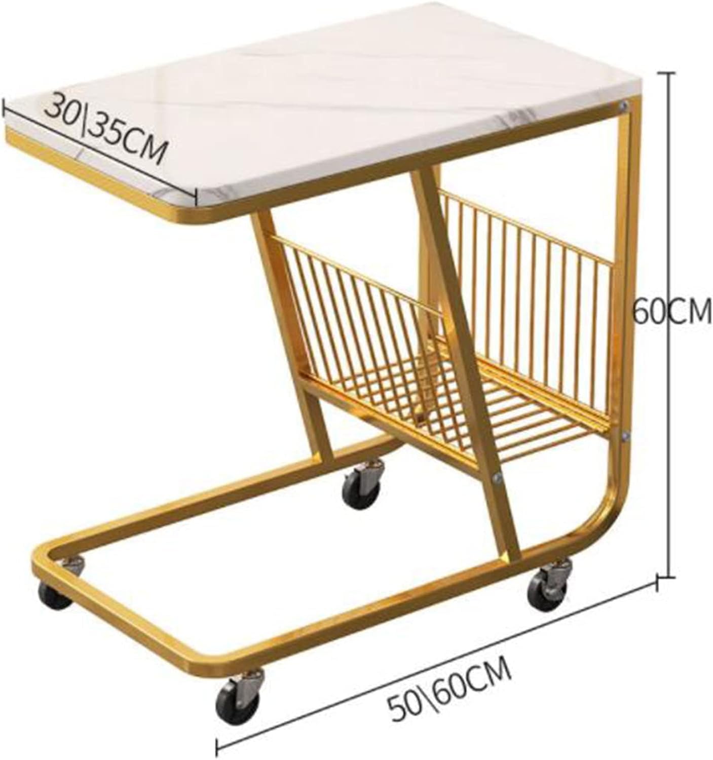 Aimery Office End Table C Sofa Side Table Nightstand Bedside Table TV Tray Table Mobile Corner Table Coffee Snack Table for Bookstore Office Balcony (Size : 60 * 35 * 60CM)
