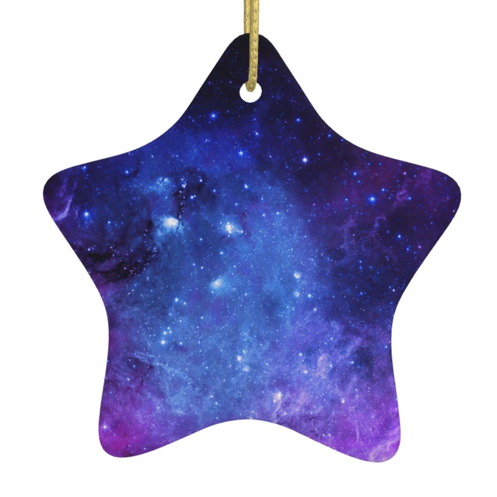 Galaxy. Print Christmas Ornaments, Ceramic Hanging Ornament, Round Shape Decorations