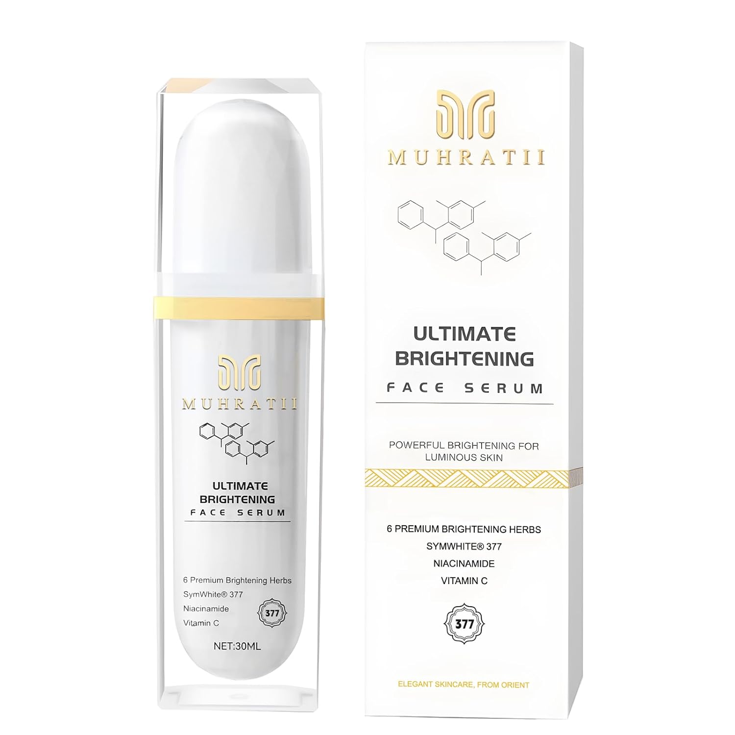 Ultimate Brightening Serum (1 fl oz) - Powered by SymWhite 377 from Germany, 5% Niacinamide & Vitamin C - Dark Spot Corrector & Skin Tone Evener - Halal Certified & Herbal Extract Blend