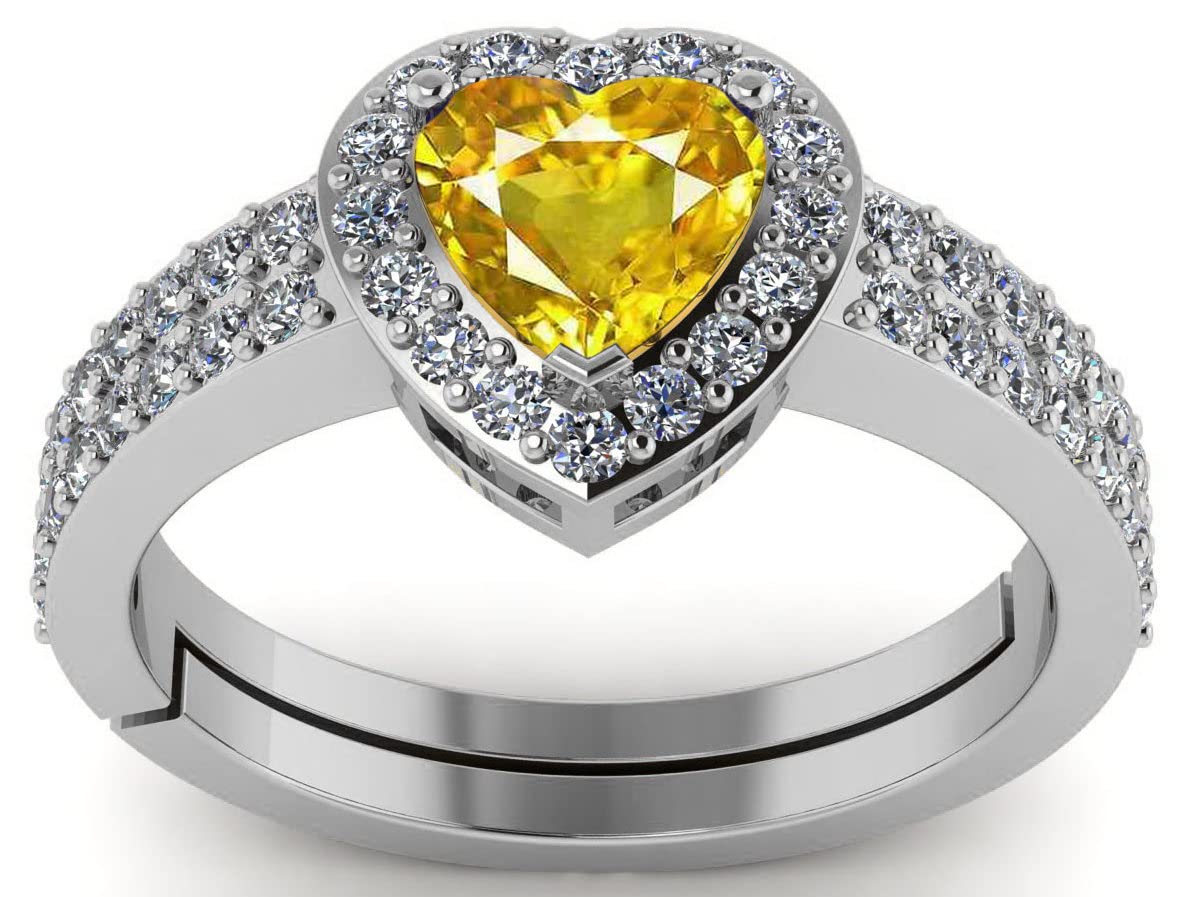 9,25 Ratti 8,50 Karat natürlicher gelber Saphir Edelstein Herz Goldring für Damen und Herren, Edelstein, Saphir