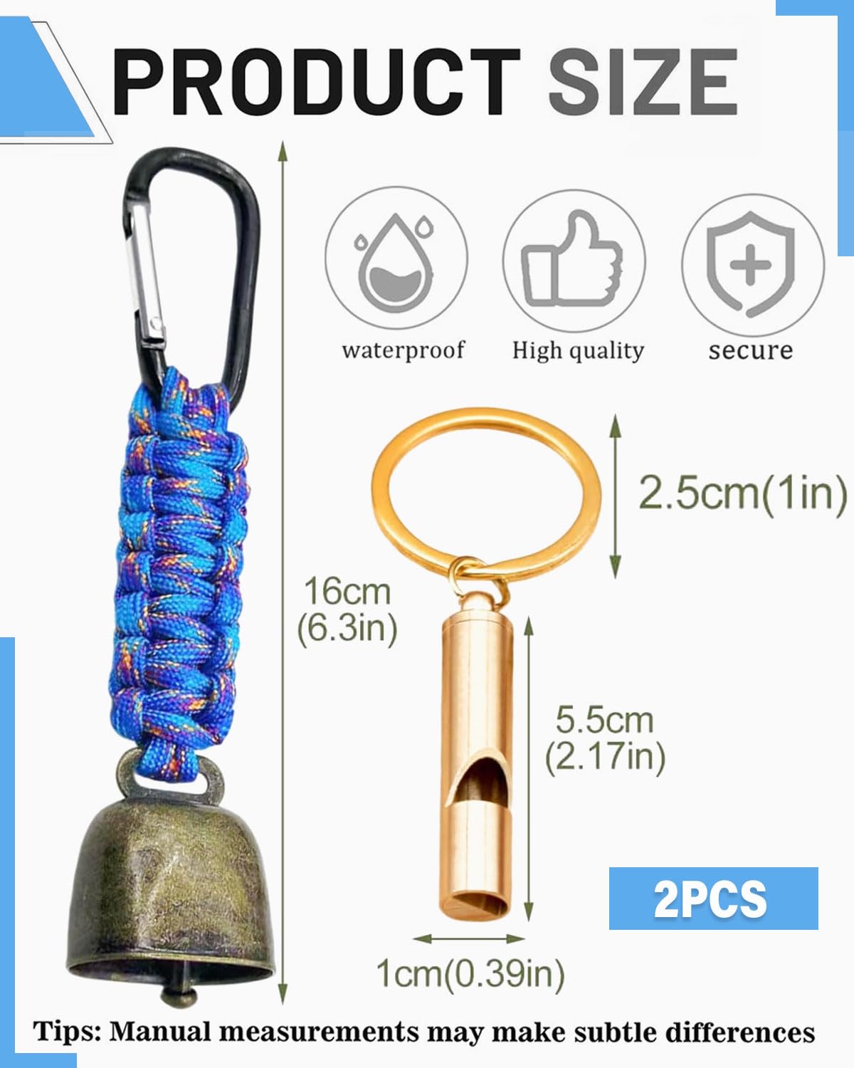 2-teiliges Set Bärenglocke und Pfeife, Laute Bärenglocke Notfallpfeife Bärenglocke Wandern für Wandern Camping Outdoor Angeln Klettern Mountainbike Überleben Reisen