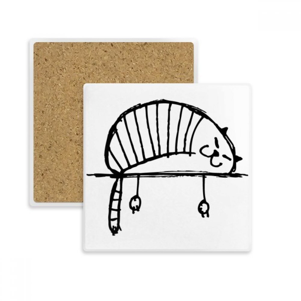 Dessous de verre absorbant en pierre avec motif chat paresseux x2