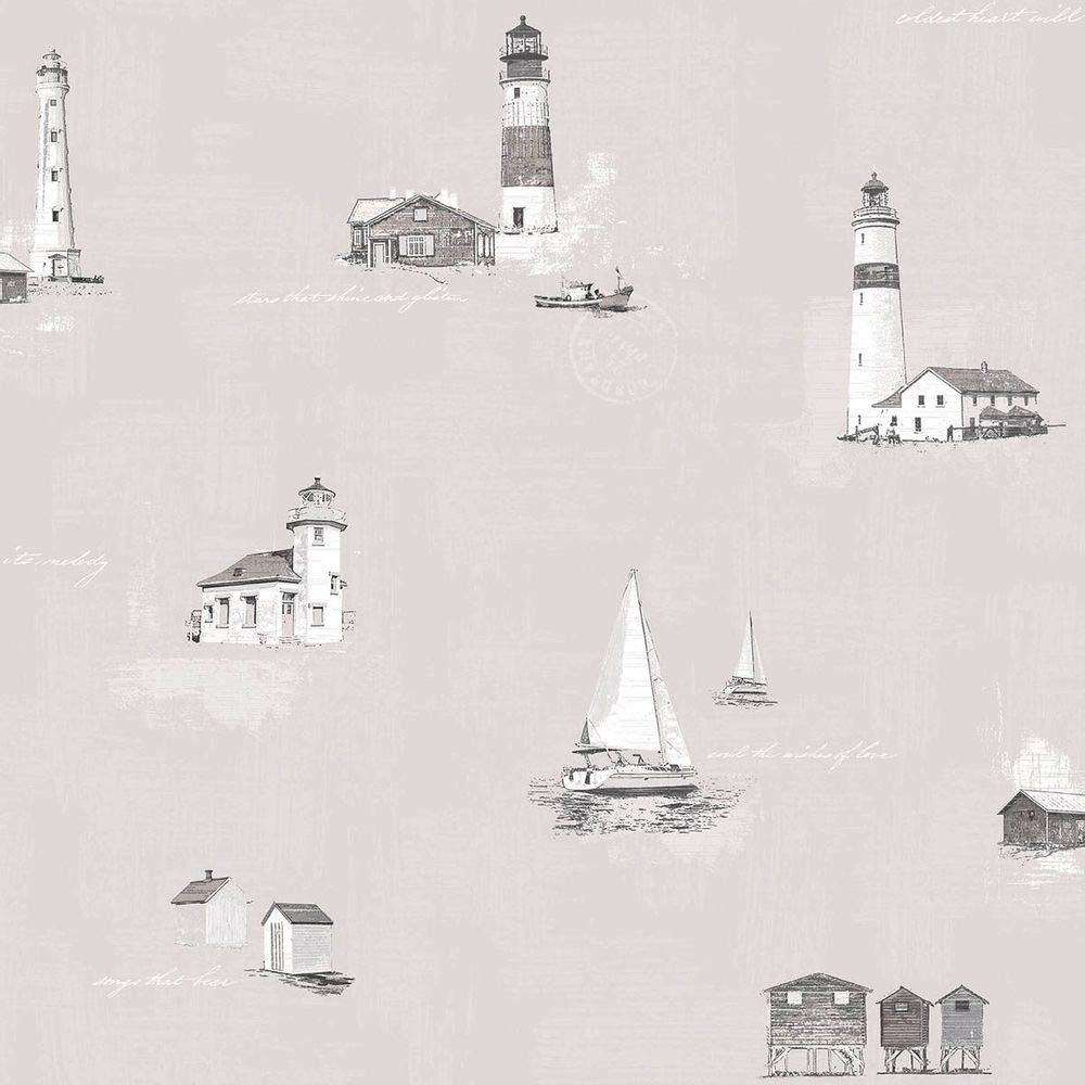 Galerie Wallpaper Galerie Deauville 2 Whimsical Motifs Taupe Wallpaper