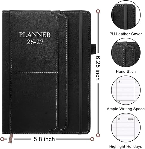 Vista 4 de 2026-2027 Planner - Weekly & Monthly Planner Runs from January 2026 to June 2027, 5.8" x 8.25", 18 Month Planners, 14 Notes Pages, Inner Pocket, PU