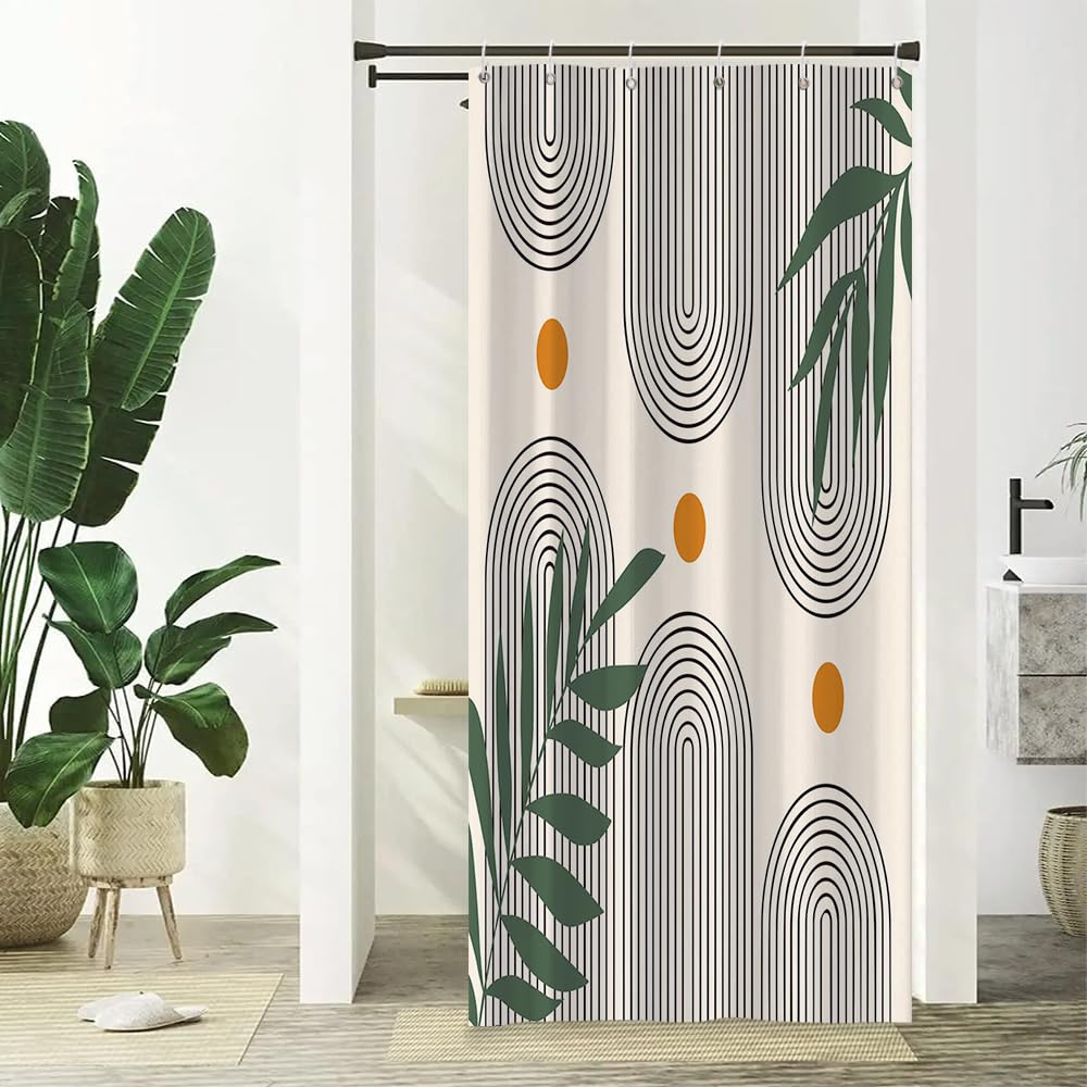 Xiaoterna Boho Sun Line Shower Curtain Rustic Bohemia Mould Proof Resistant Bathroom Curtain Western Retro Abstract Sun Leaves Shower Curtain Machine Washable Waterproof Fabric 90x180cm โ image 1