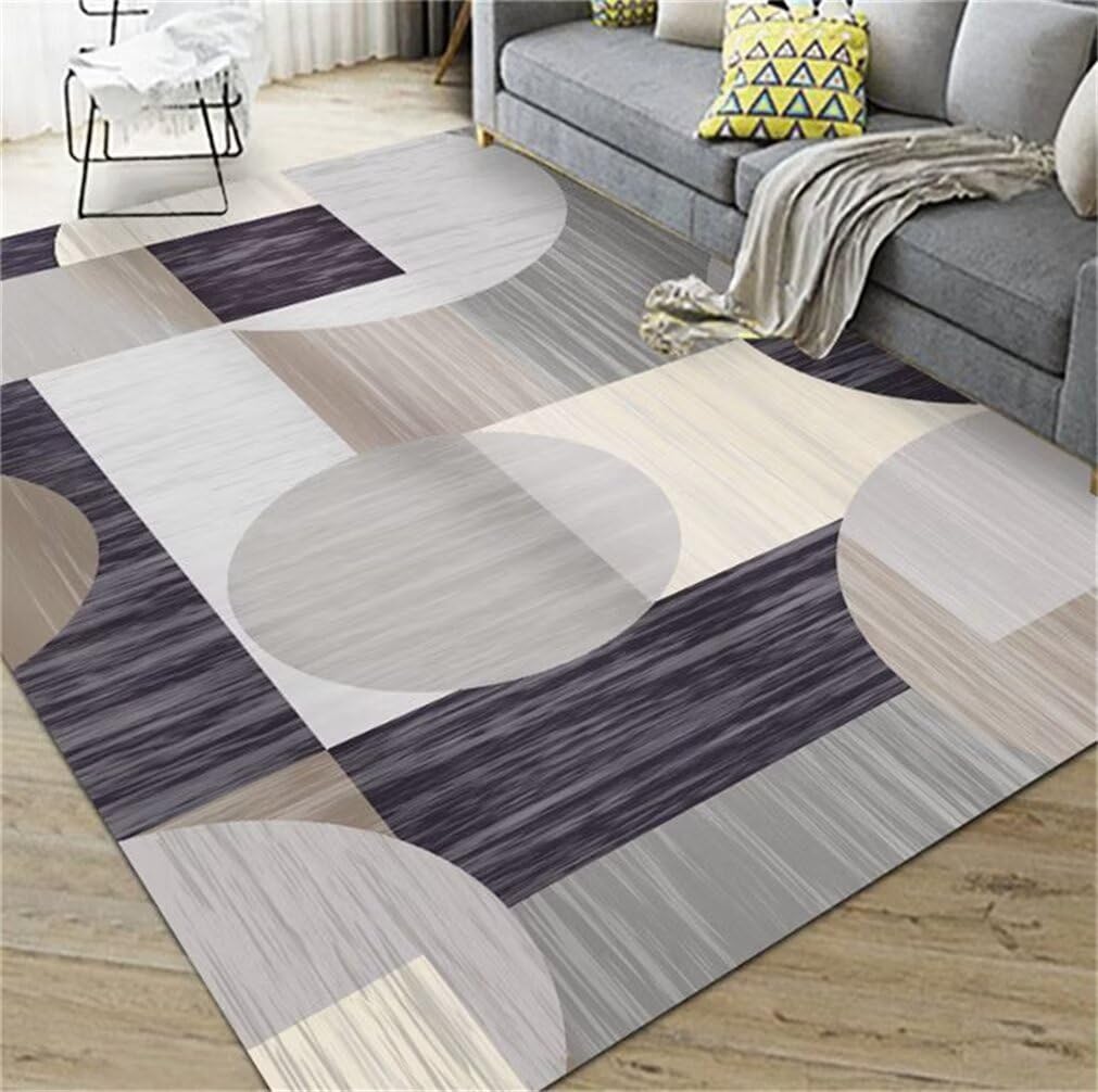 Tapis géométrique moderne gris 100x150cm pour salon et bureau