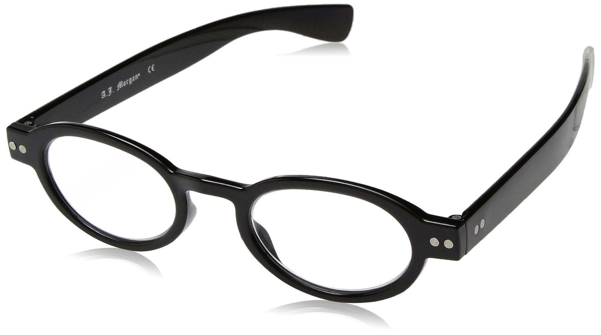 A.J. Morgan Unisex-Adult Elroy - Power 2.00 53528 Oval Reading Glasses, BLACK, 2