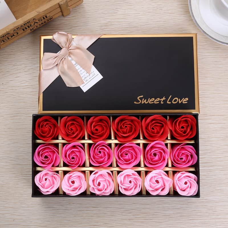 Savon Rose Fleur Dans Une Boîte Cadeau Avec Ours Rose Anniversaire