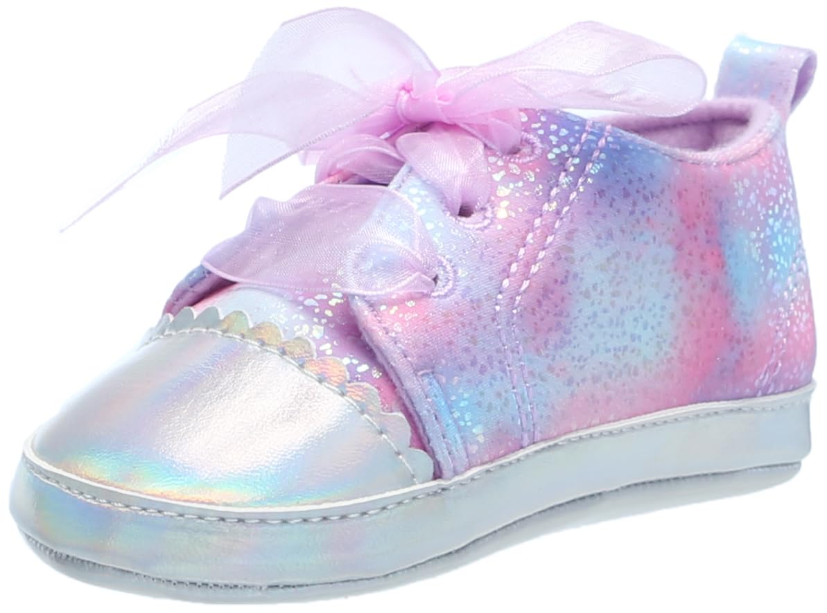 Josmo Baby Girls Sneakers Crib Shoes Infant Booties (0-12 Months), Sliver Multi, 3