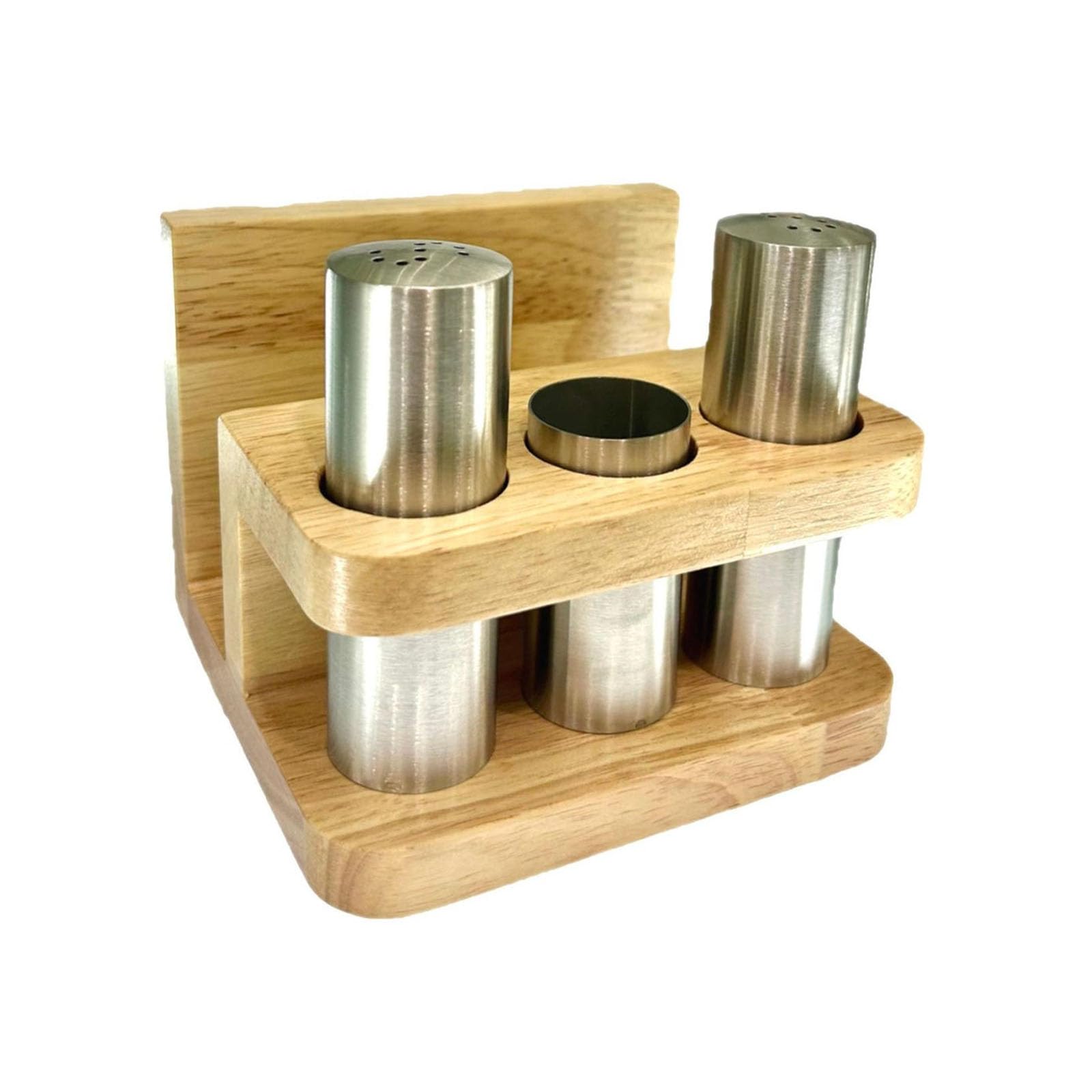 APGLSXY Multipurpose Condiment Bottles and Paper Towel Stand Set Nonrust Steel Rustproof Design with Wooden Base Seasonings Jar and Napkin Stand Set
