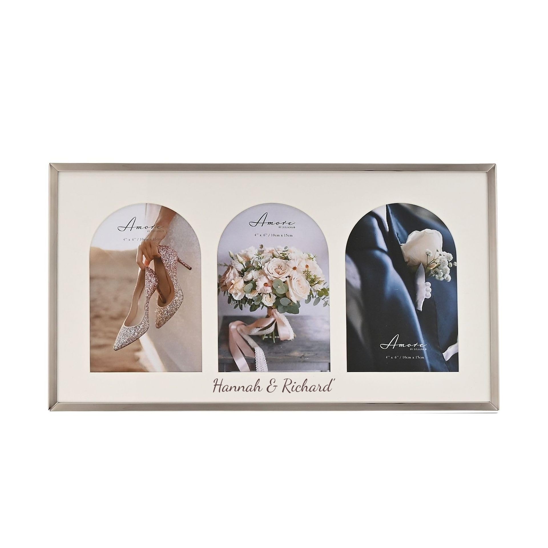 Cadre photo triple personnalisé avec arche pour souvenirs uniques de mariage