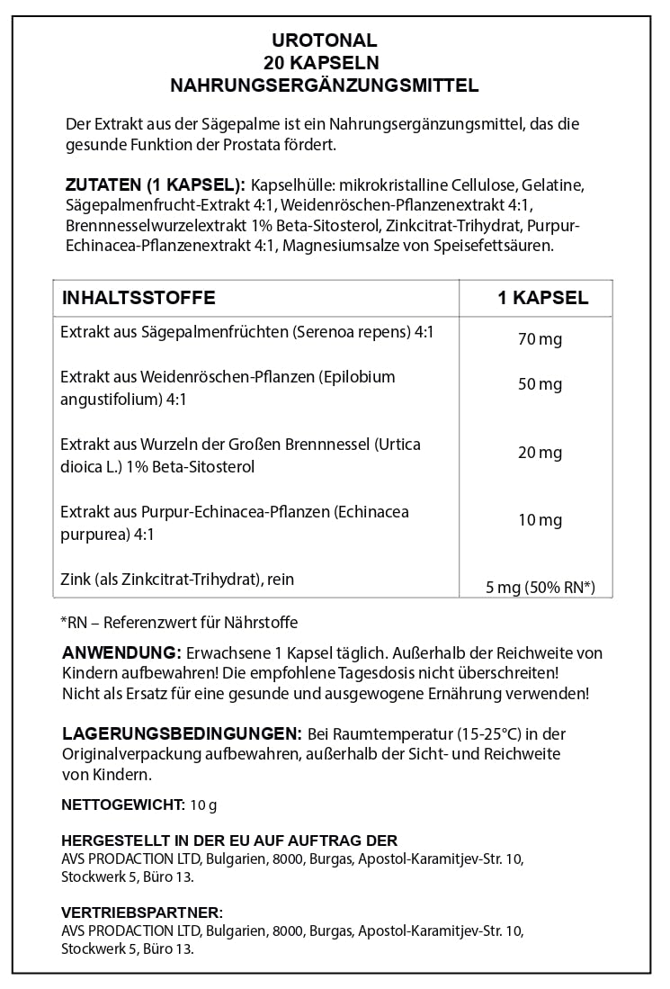 Harnweg-Unterstützung Nahrungsergänzungsmittel, 20 Kapseln, Mit Sägepalme und Brennnessel (3)