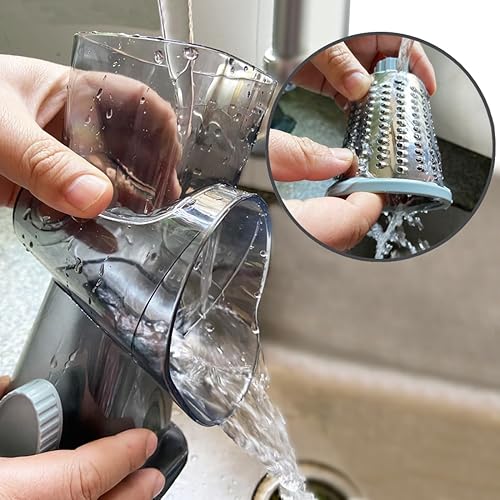 Miniatura 7 de Rallador rotativo de queso con mango de mano redondo mandolina vegetal rebanador de zanahorias triturador de nueces con 3 cuchillas de tambor de