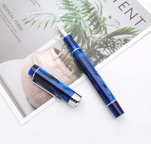 Miniatura 7 de JINHAO 100 - Pluma estilográfica con convertidor de tinta (punta media de 0.028 in, azul galaxia con clip plateado)