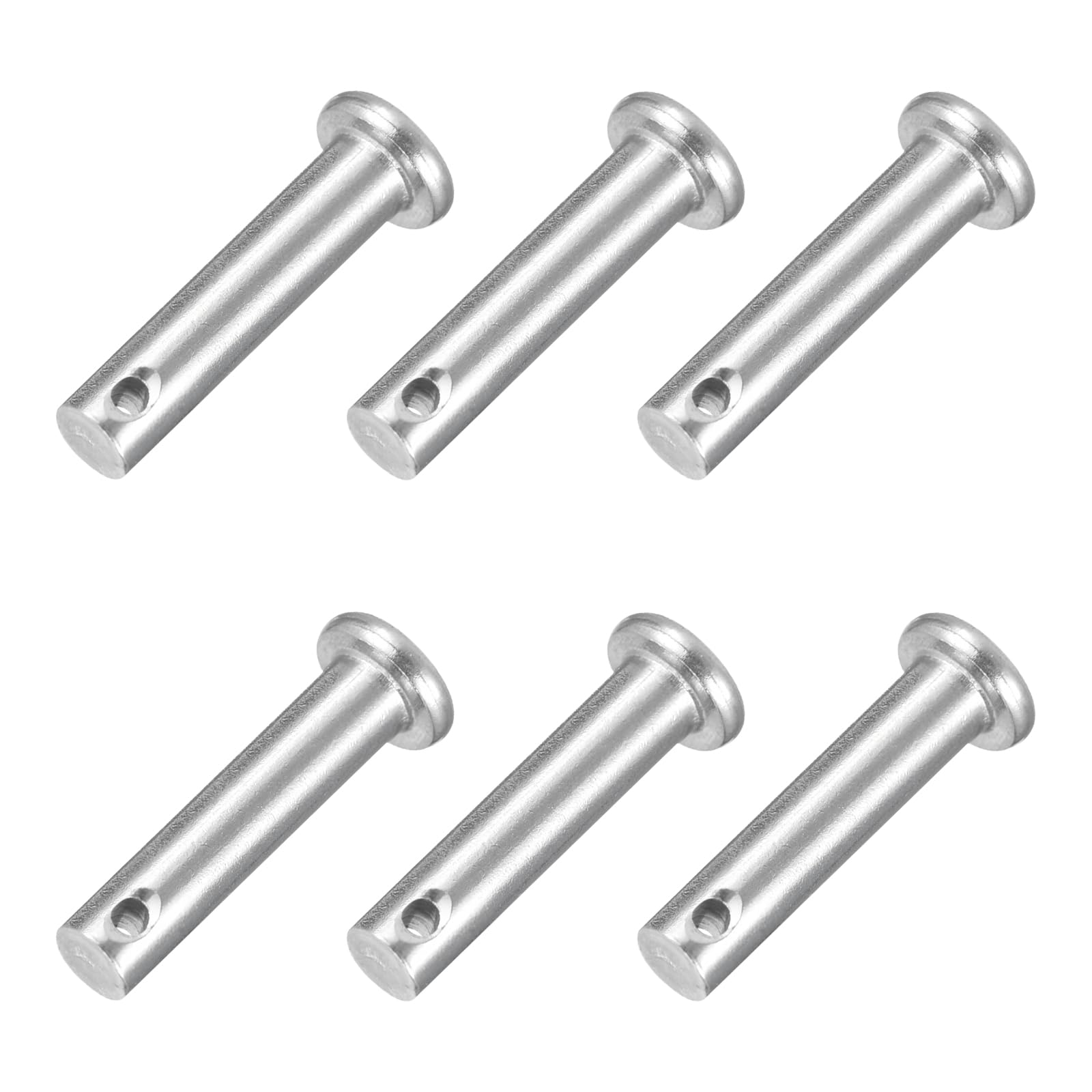 sourcing map 6Pcs M6 x 25mmSingle Hole Clevis Pins, 304 Stainless Steel Flat Head Clevis Pins Hitch Pin for Trailer Latch, Mechanics Repair, Furniture Installation, Industrial Equipment โ image 1
