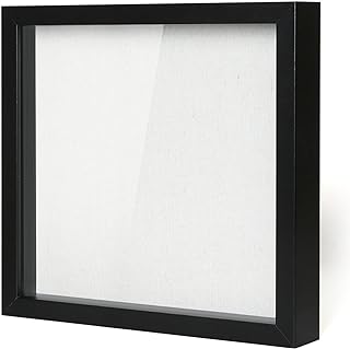 Muzilife 12x12 Shadow Box Picture Frame with Linen Board - Deep Wood & T...