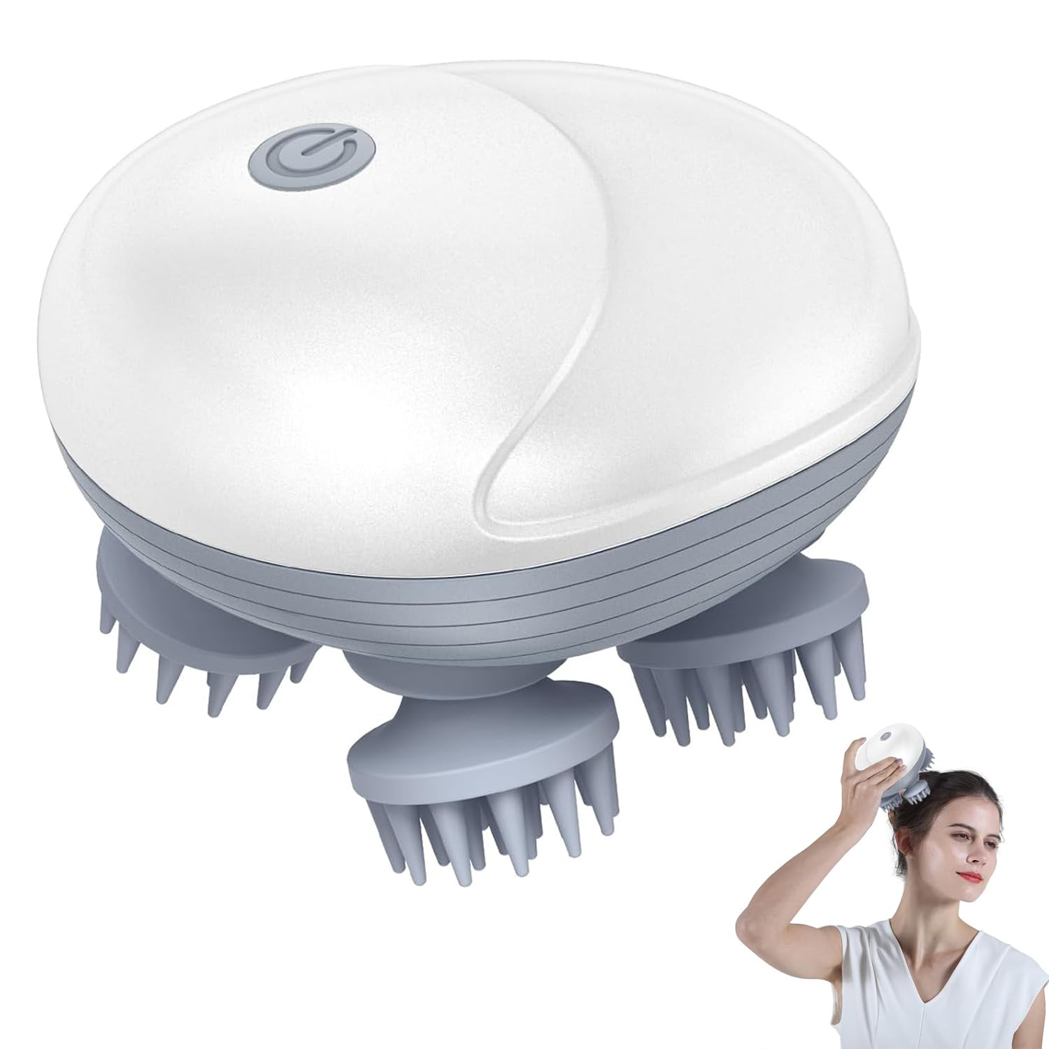 Massaggiatore elettrico per cuoio capelluto, IPX7, impermeabile, massaggiatore per la testa e lo stress del cuoio capelluto, portatile, ricaricabile, con 96 nodi per impastare la crescita dei capelli
