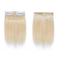 Vista 2 de Pieza de cabello humano Remy con clip, horquilla invisible para mujeres con cabello delgado, parche calvo de 6 pulgadas, cojín de cabello lacio real