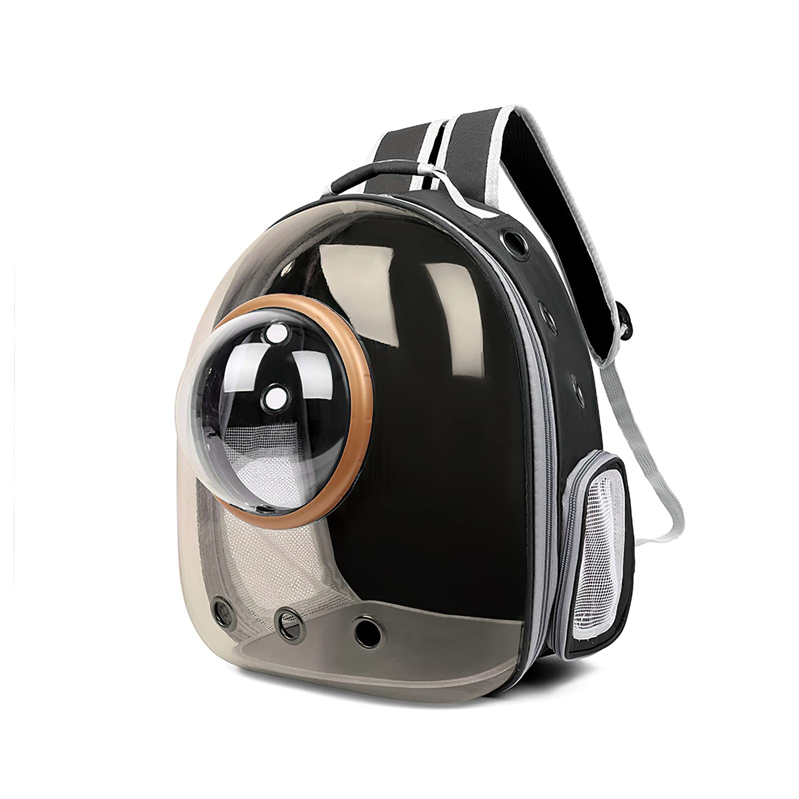 Galatée Mochila para Gatos, Mochila para Gatos Al Aire Libre, Mochila Impermeable Transparente para Perros, Mochila para Mascotas con Cápsula De Espacio Ventilado(Negro, Cubierta Dorada)