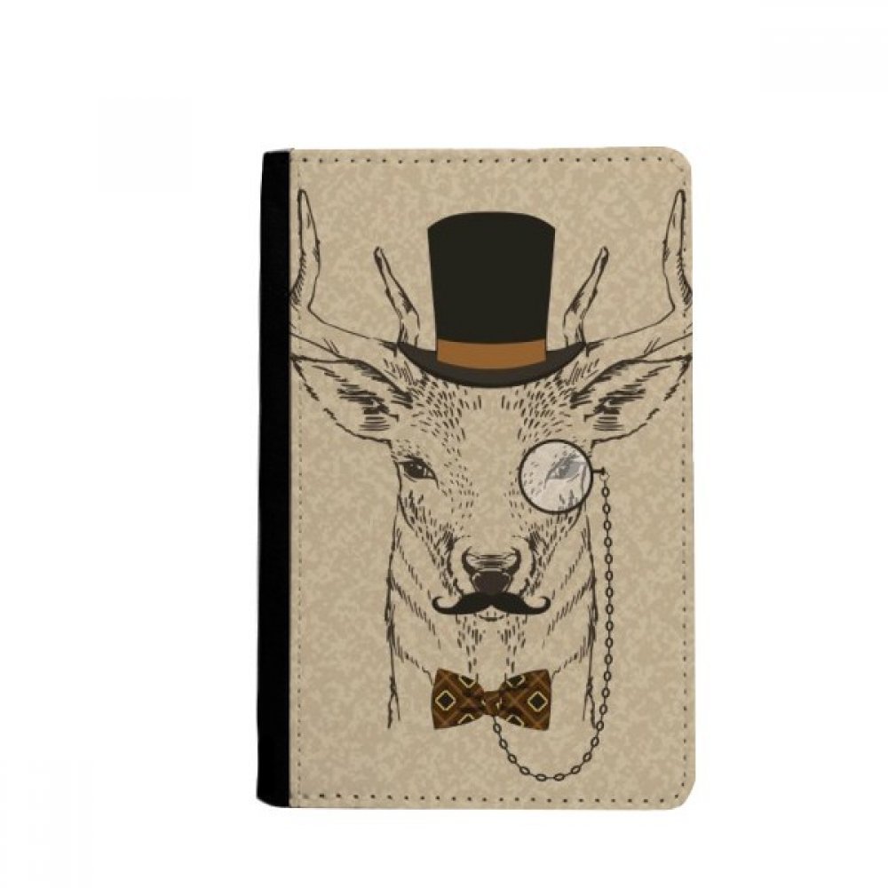 British Style Gentle Beard Deer Hat Bow Tie Animal Passport Holder Notecase Burse Wallet Cover Card Purse