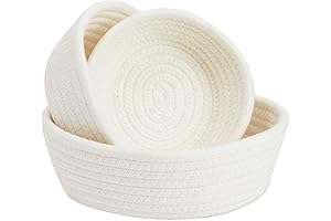 Juvale 3-Pack Small Round Cotton Rope Woven Storage Baskets for Bathroom Organization