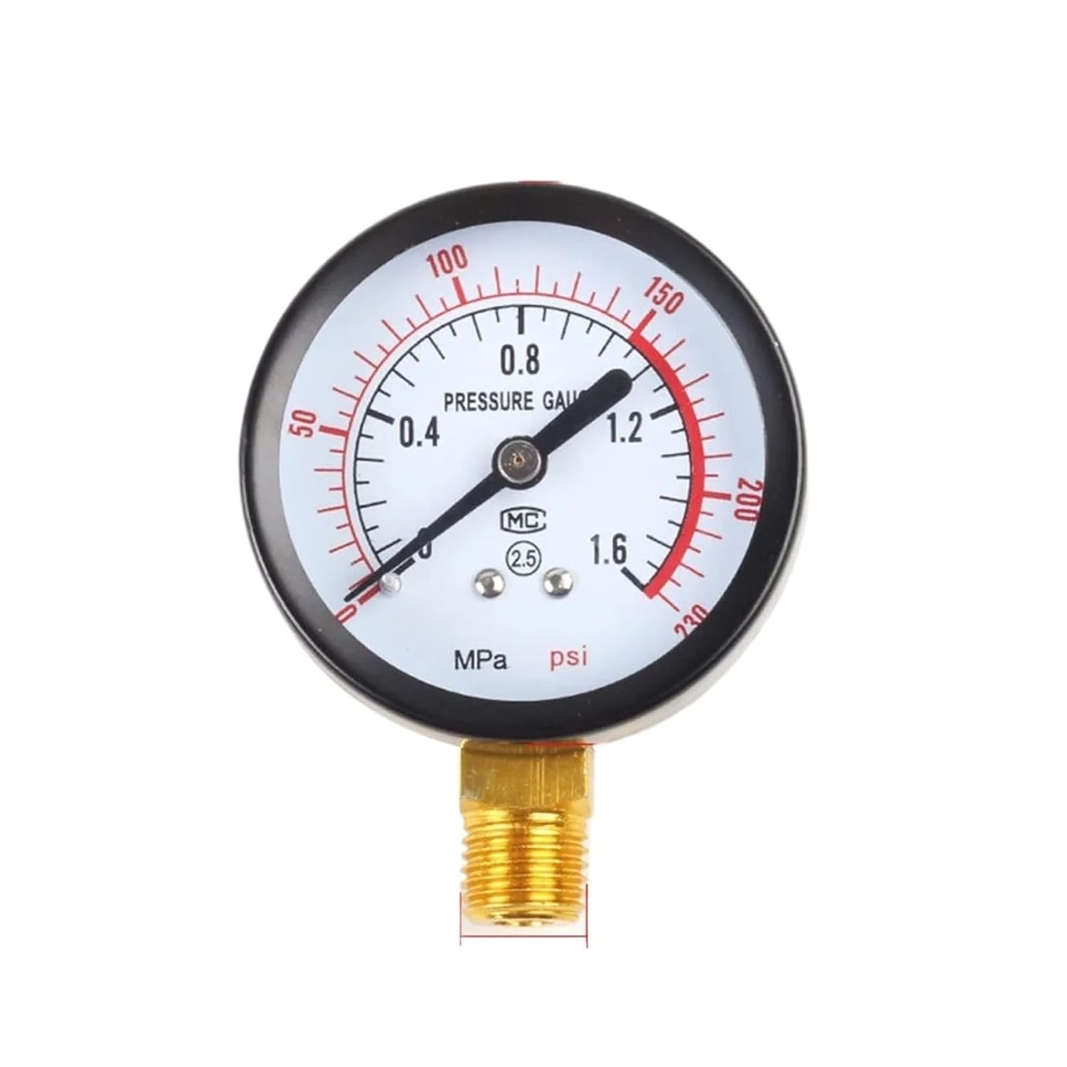1pc Air Compressor Pneumatic Hydraulic Fluid Pressure Y60 0-1.6Mpa 0-230PSI Pool Filter Water Pressure Gauge Meter(G)