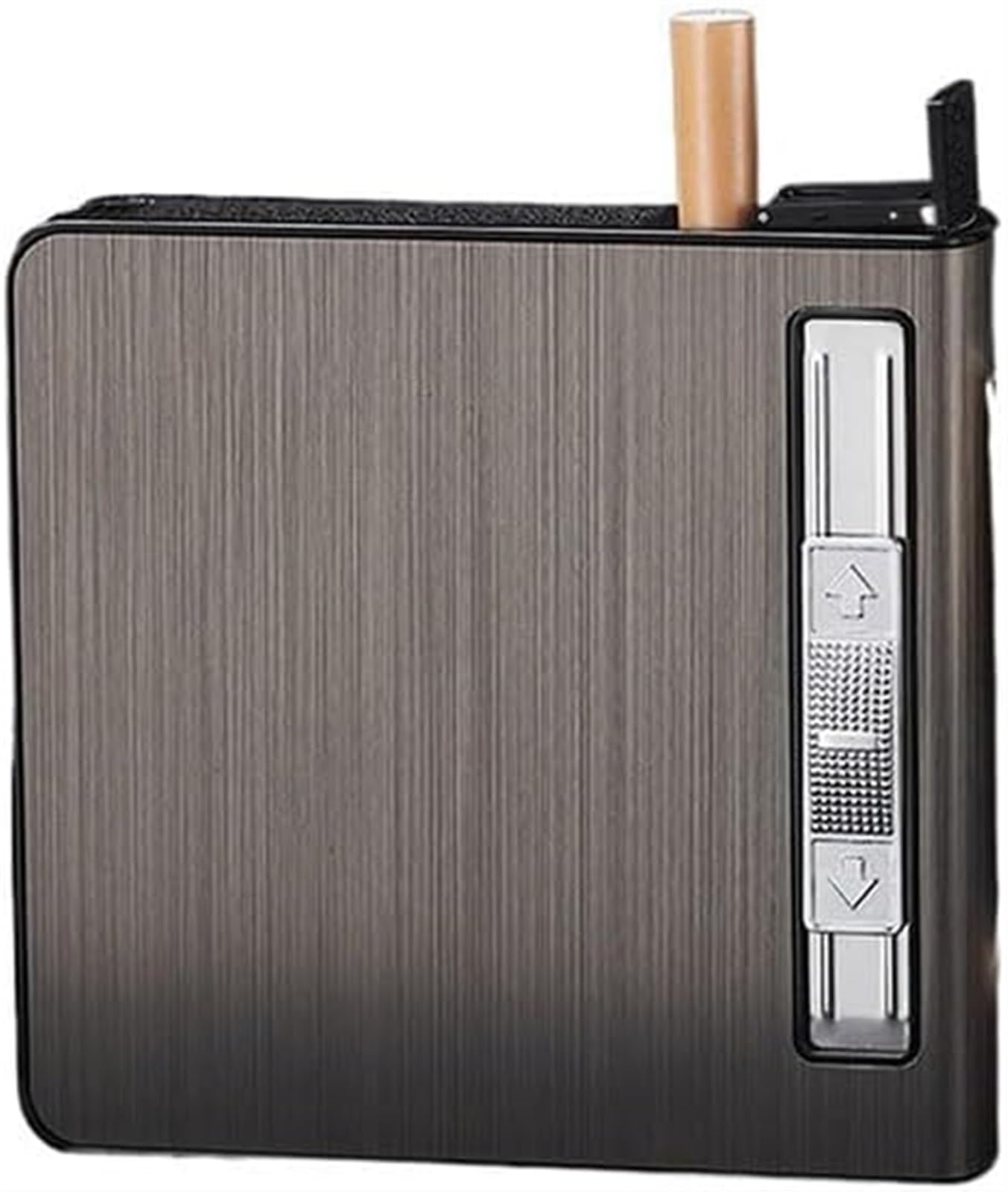 Caifuguihe Black Cigarette Case With Built-In Windproof Lighter, Automatic Cigarette Dispenser Holds 10-20 Regular Size Cigarettes, Refillable Butane Jet Torch Lighter & Waterproof Portable Box(Black)