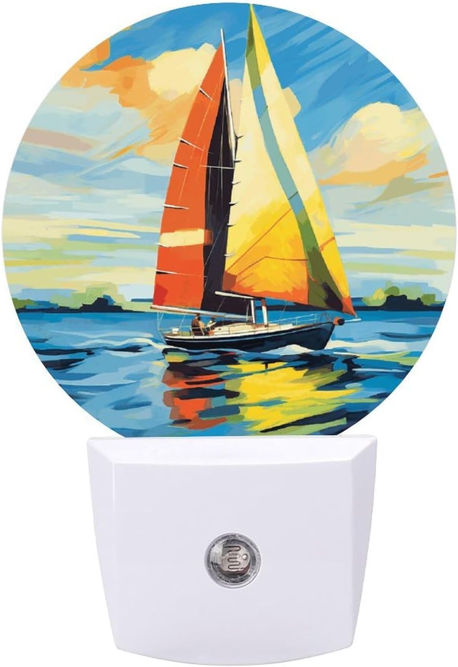 Colorful Sail Boat Motion Sensor Night Light Plug LED Night Light