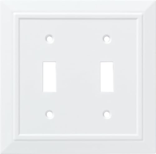 Placa de pared/placa para interruptores/funda doble, simple, de arquitectura clásica, de latón Franklin, Blanco, W35244-PW-C