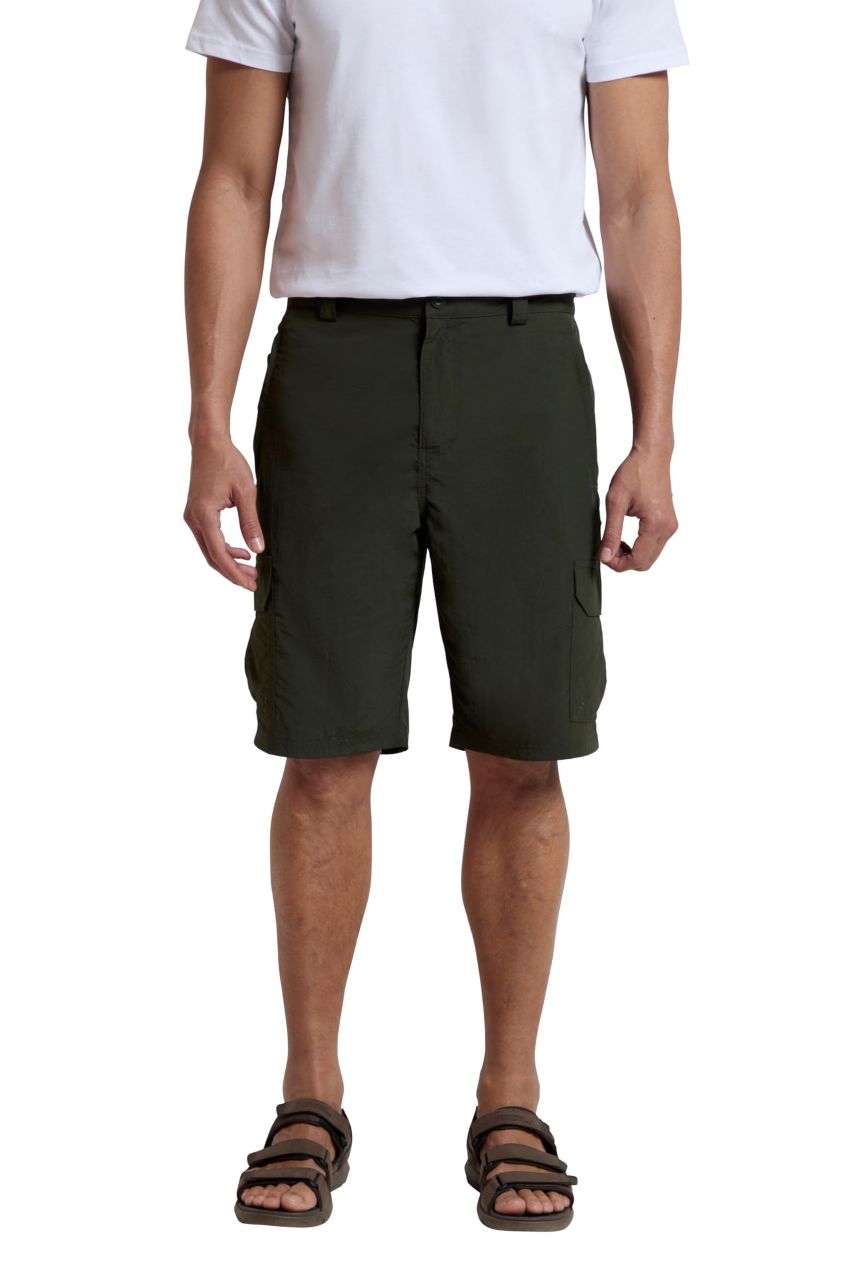 Mountain Warehouse Explore Mens Shorts - Fast Dry Shorts, Light Shrink & Fade Resistant Hiking Short Pants, 5 Pockets - Spring Summer, Walking, Safari, Beach Khaki Men's W42