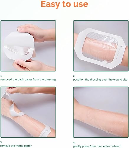 Miniatura 6 de Vendaje de película transparente de 2.4 x 2.7 pulgadas, 50 paquetes de parches adhesivos impermeables transpirables para heridas, cómodo vendaje de