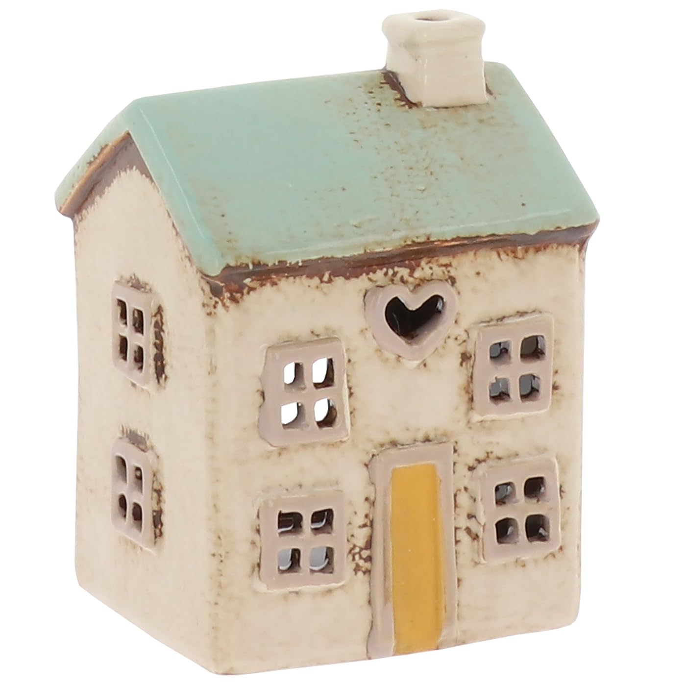 Shudehill Giftware Mini Heart House Cream Village Pottery Heart House Tealight Holder, Ceramic, Cottage Style Decoration, Mini Heart House, Cream