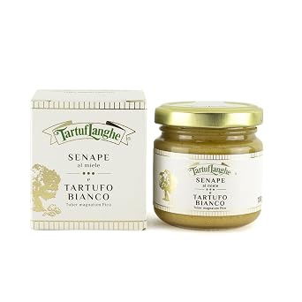 TartufLanghe Honey Mustard with White Alba Truffle Gourmet Italian Truffle Mustard Condiment with Wildflower Honey, Perfect for Meats, Sauces, Vegetables, and Charcuterie Spreads - 3.53 oz