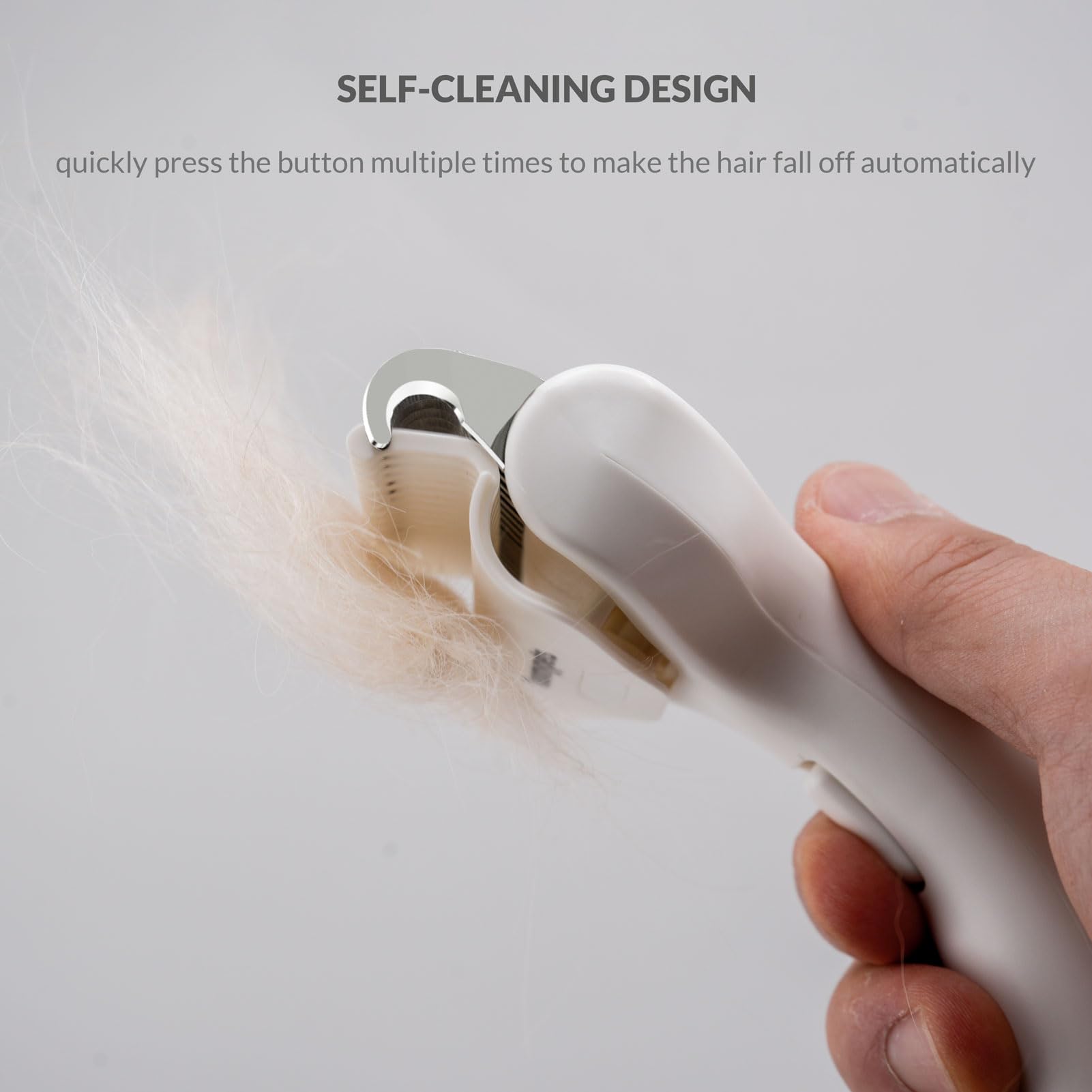 Taomypets Self Cleaning Grooming Rake Brush for Shedding Gently Removes Loose Undercoat Mats Tangled Deshedding Grooming Tool for Dogs Cats Extra Wide (White) - Image 3