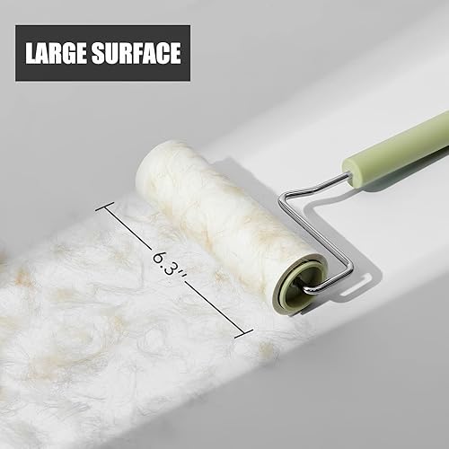 Miniatura 2 de BomDa Rodillo de pelusa extra pegajoso de superficie grande, rodillo de pelusa gigante de 6.3 pulgadas para pelo de mascotas, 270 hojas3 repuestos,