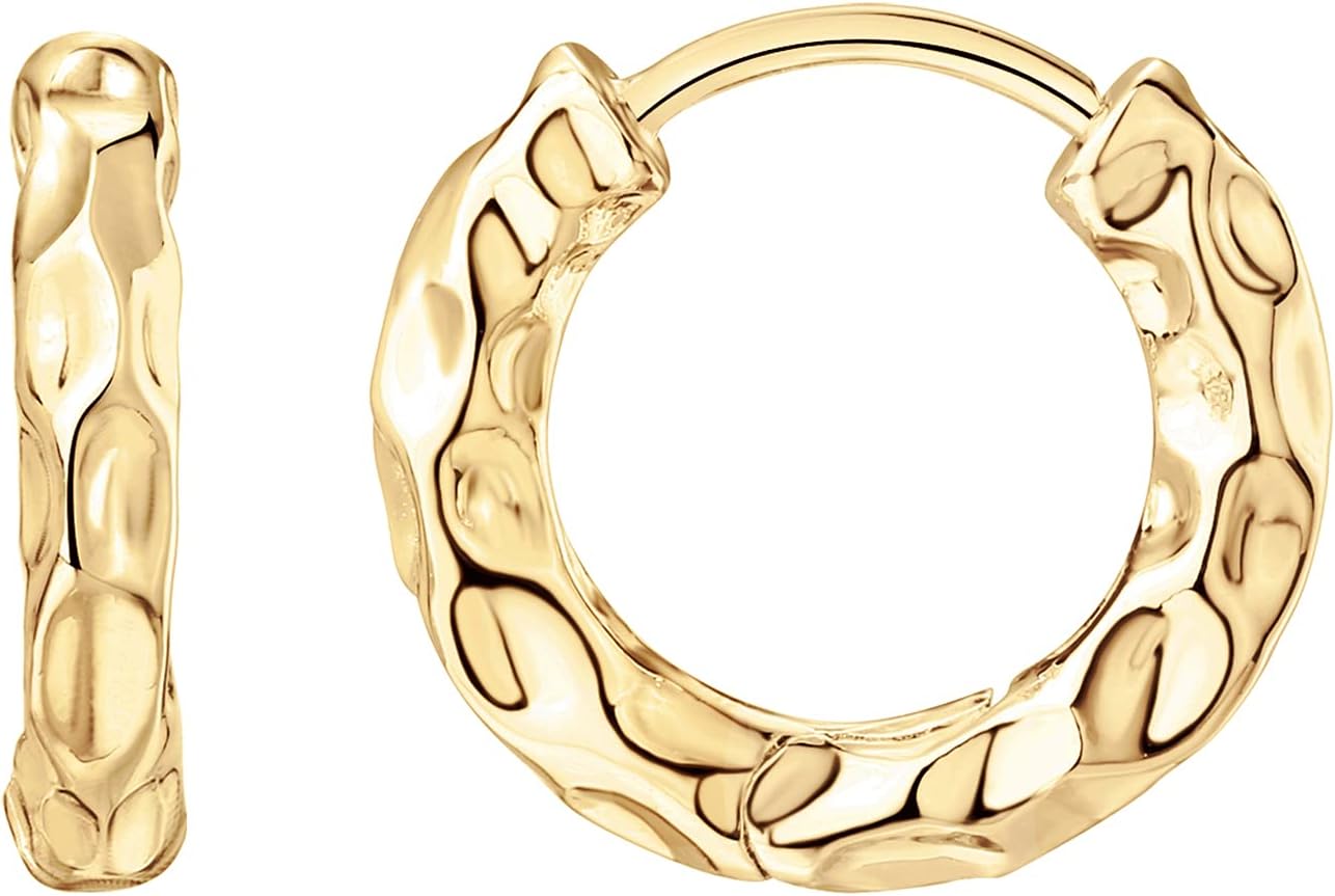 PAVOI 14K Gold Plated 925 Sterling Silver Post Ultra Thick Huggie Earring | Women’s Mini Hoop Earrings | Gold Plated Small Hoops