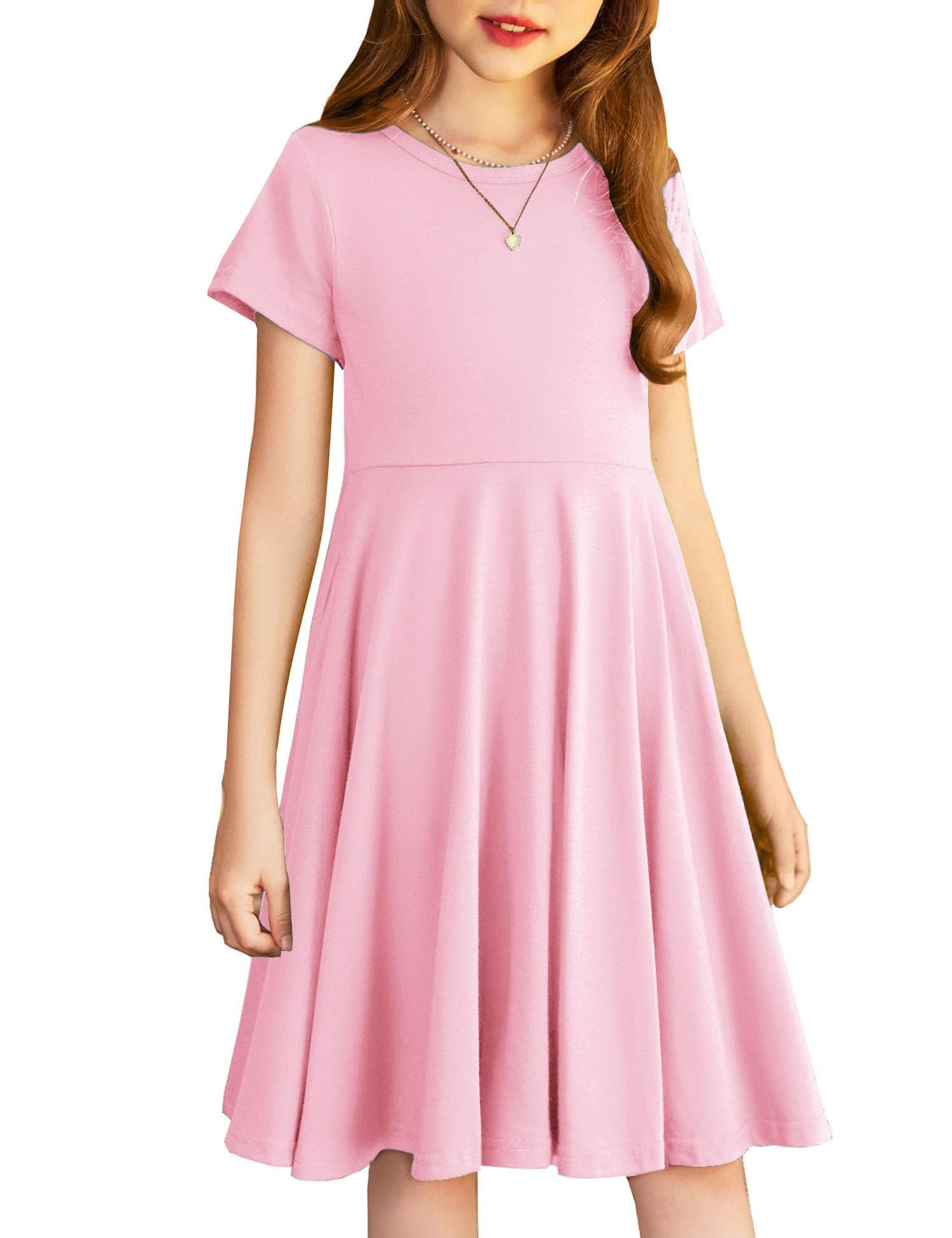 Arshiner Girls Long Sleeve Dress A line Twirly Skater Casual Dress 3-12 Years