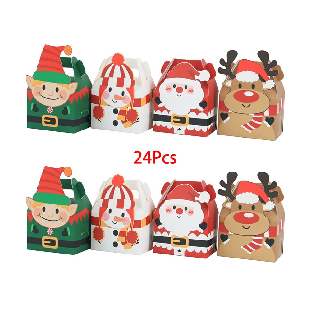24 Boîtes Cadeaux Noël En Papier Kraft – Motifs Festifs, Avec Ficelle De Chanvre – Pour Bonbons, Bijoux, Petits Cadeaux