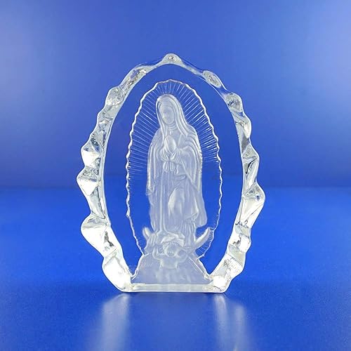 Nuestra Señora de Guadalupe La Santísima Virgen Estatua de Cristal Estatua Religiosa 5"