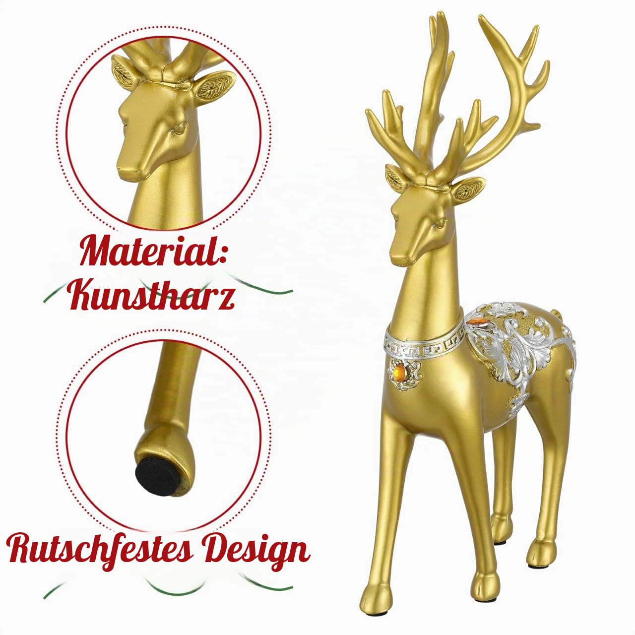 Operitacx 4 StüCk Hirsch Deko Weihnachten Gold, Rentier Figur Weihnachtsdekor FüR Eingangstisch, Wohnzimmer, Schlafzimmer, BüRo – Weihnachtsdekorationen