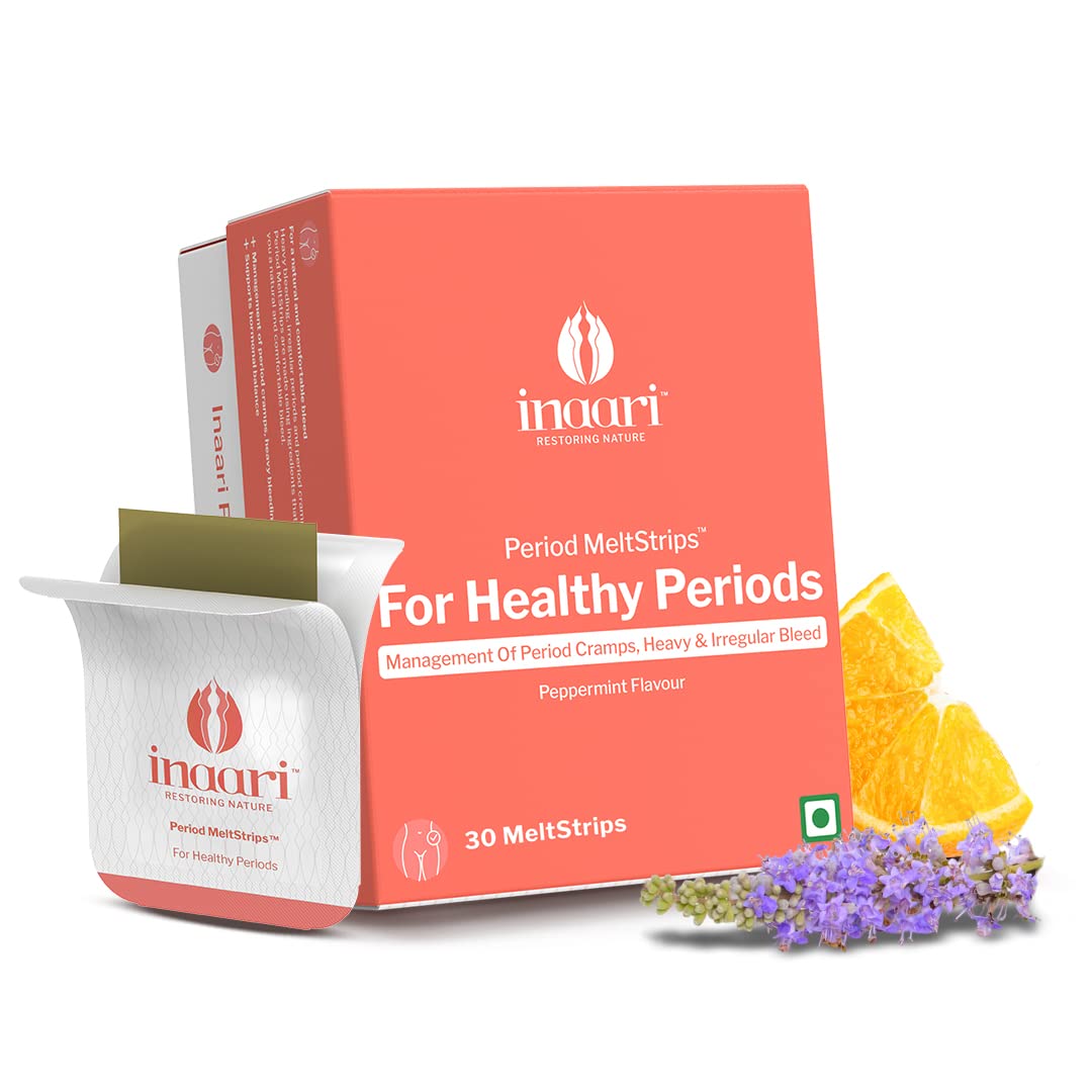 Inaari Period Oral Strips To Manage Irregular Periods | Heavy Period Flow | Menstrual Cramps | Supports Hormonal Balance & Regulates Period Cycle | Free Travel Pouch | (Pack Of 1)