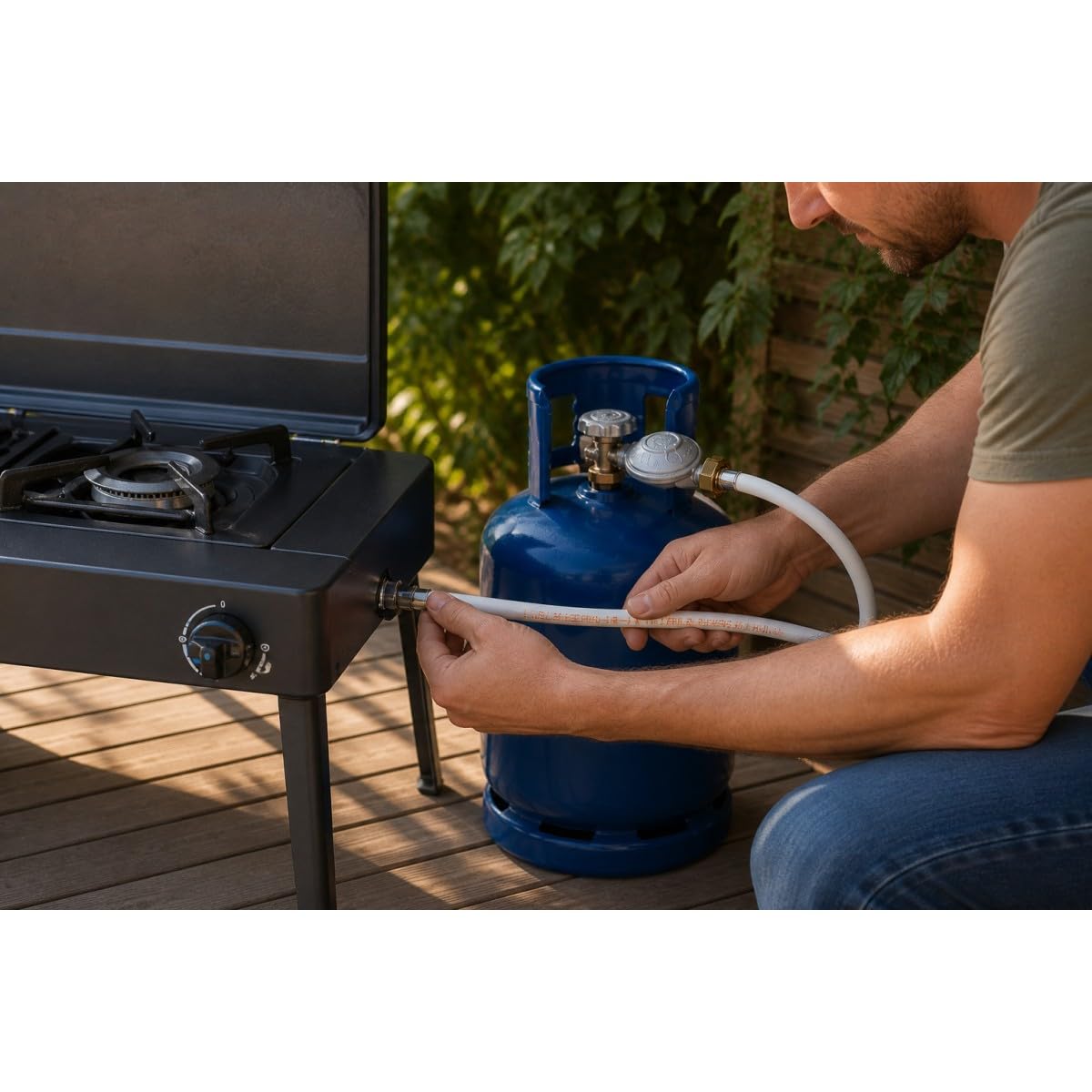 PROWELTEK - Kit Raccordement Gaz Butane 13kg – Détendeur 28 mbar Sécurité à Vis et Tuyau Gaz Flexible NF 1,50m pour Cuisinière, Plancha, Chauffage d'Appoint