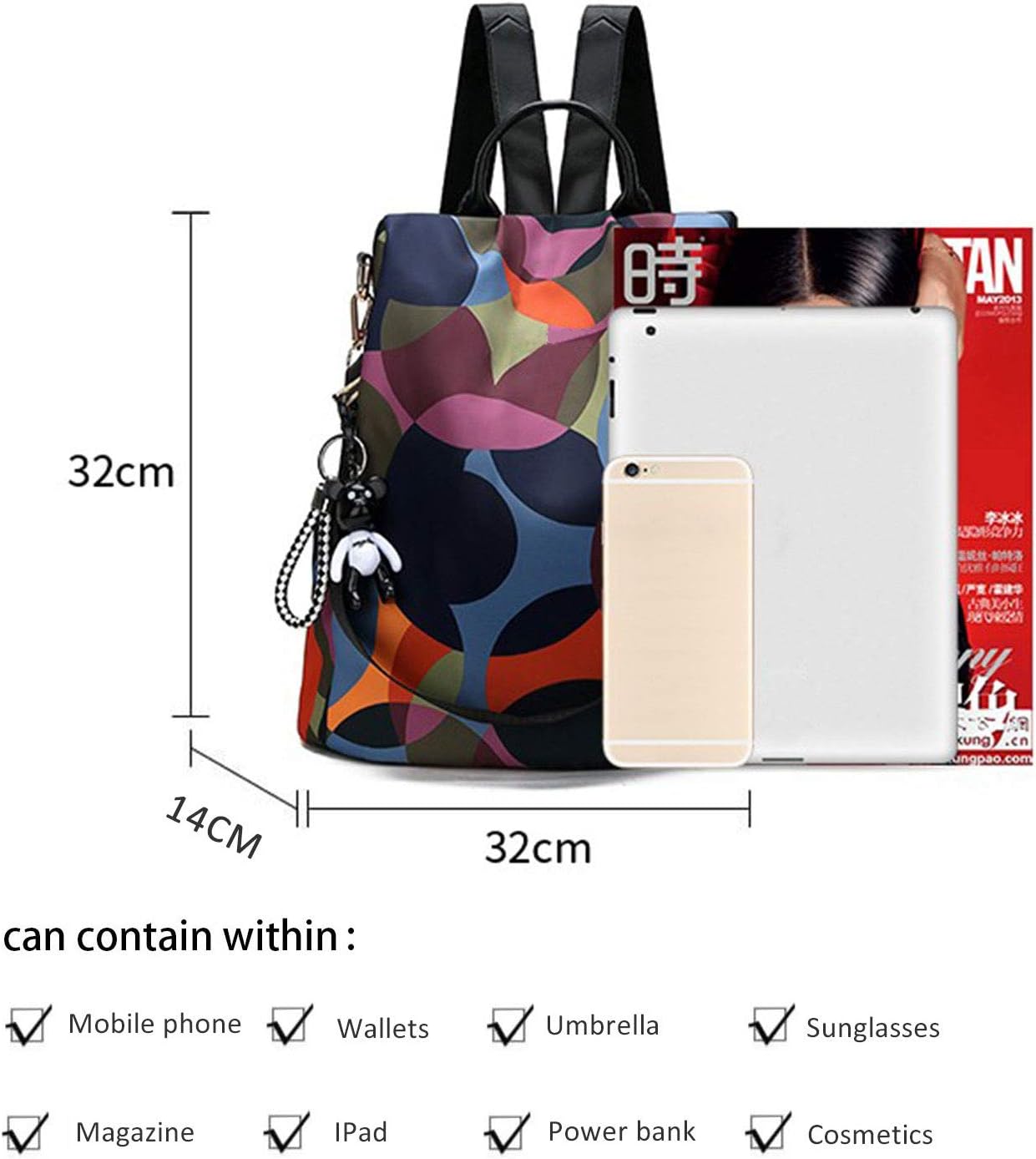 Freie Liebe Anti-theft Backpack Nylon BackPacks Handbags for Women Travel Rucksack Lightweight Shoulder Bags - Image 2
