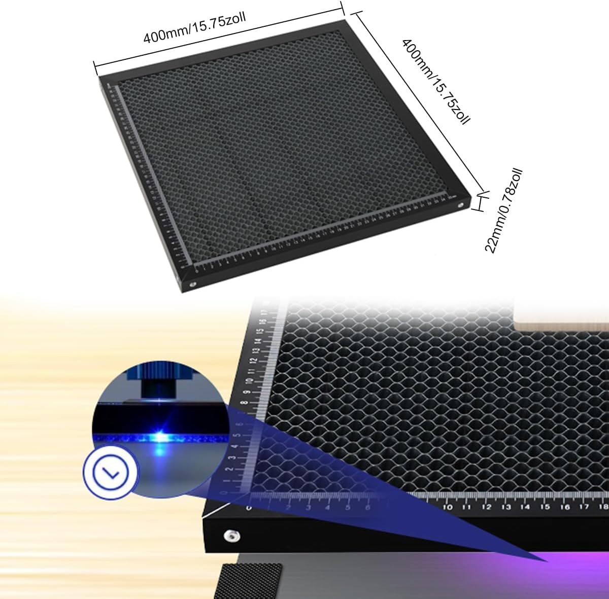 Macchina per incisione laser Honeycomb, tavolo da lavoro, 400 x 400 mm, a nido d'ape per macchina per incisione laser, tavolo a nido d'ape per taglierina laser e incisore laser