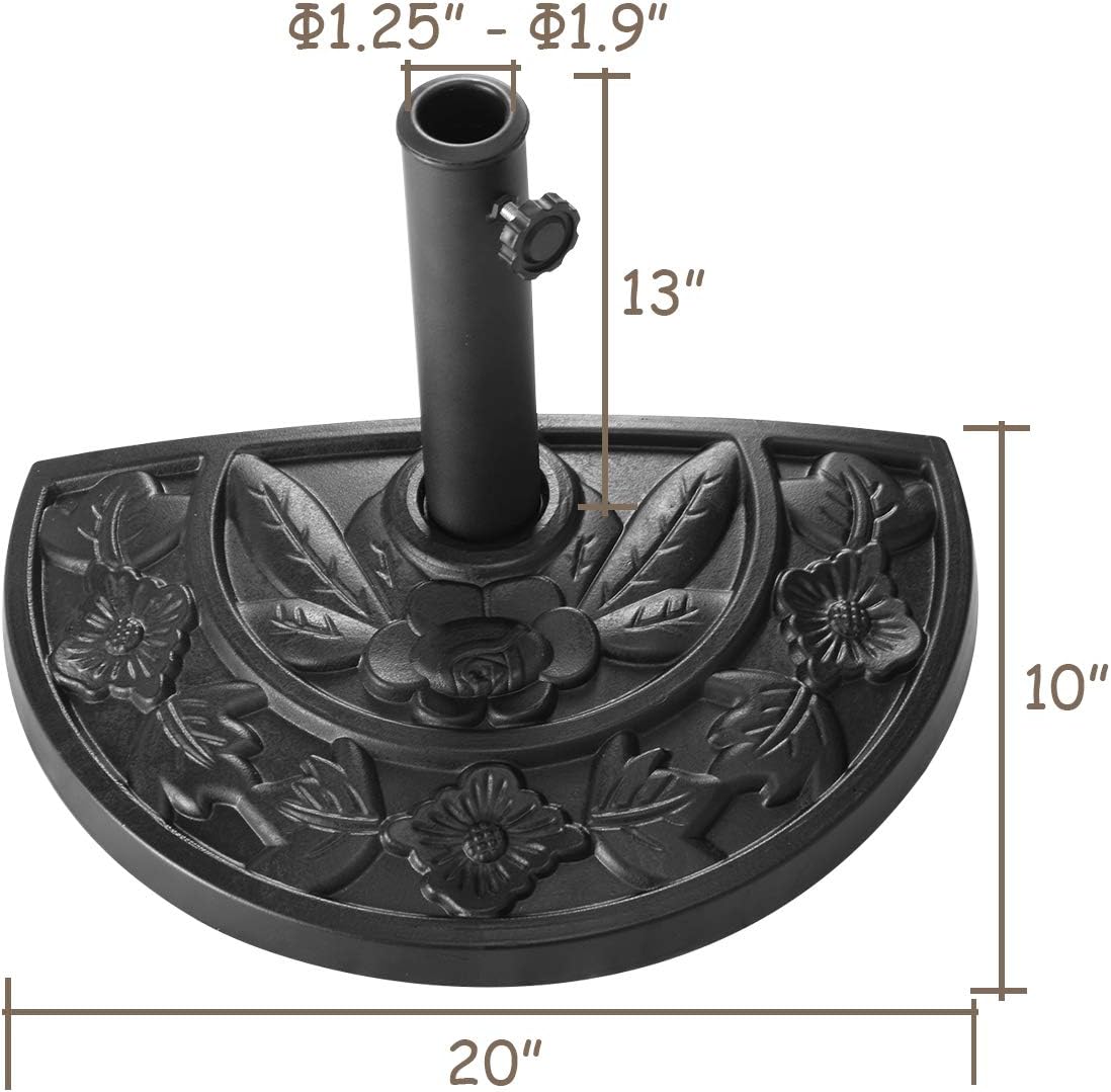 Giantex 20" Outdoor Patio Half Round Umbrella Base Stand Black W/ 9Ft Half Round Umbrella (Stand)