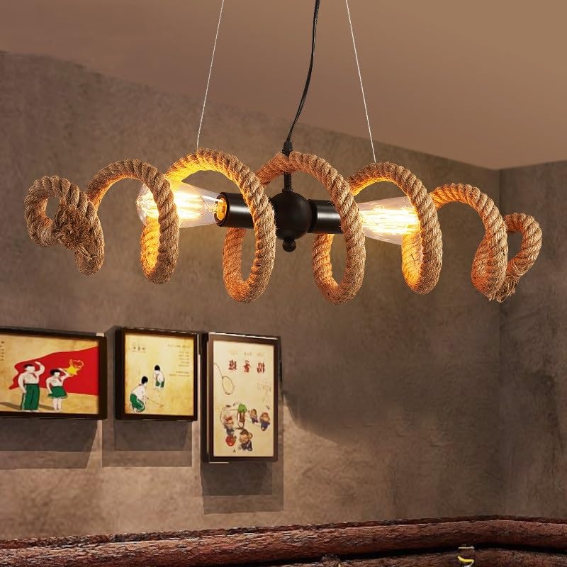 Lustre en corde de chanvre rustique suspension d'exception pour bureau et pub