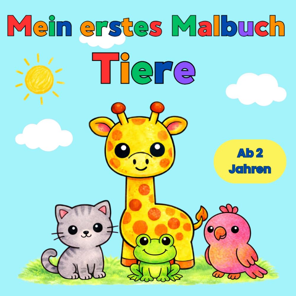Mein erstes Malbuch Tiere ab 2 Jahren: Große, einfache Motive zum Ausmalen und Kritzeln für Kleinkinder.
