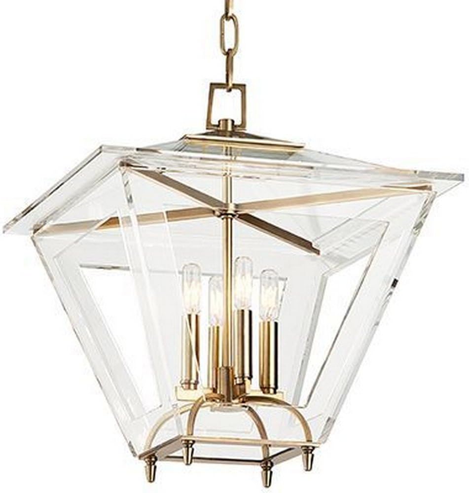 Hudson Valley Lighting andover 4-Light Chandelier - Aged Brass Finish with Clear Acrylic Shade
