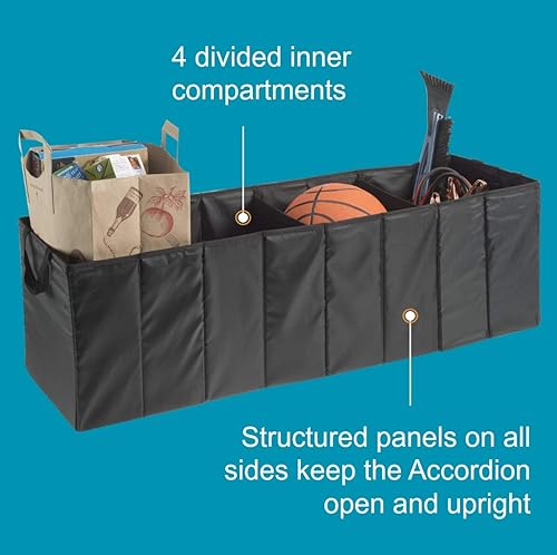 Miniatura 4 de High Road Organizador de acordeón para SUV, camioneta y maletero de automóvil con 4 contenedores de almacenamiento altos y compartimento para