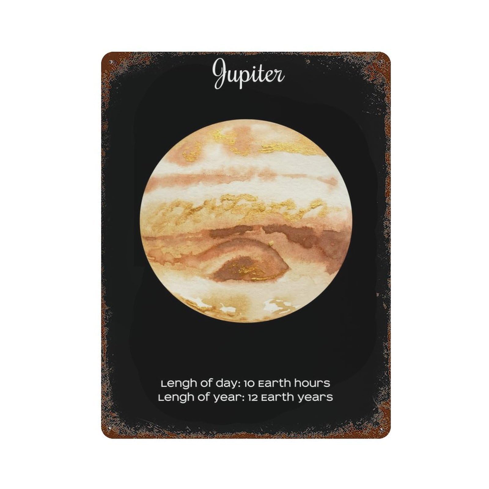 Jupiter Vintage Rust Metal Sign 15.7"x11.8", Classic Wall Plaque for Basement, Hobby Room And Garage Decor
